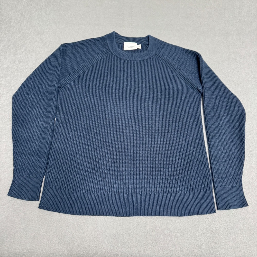 Cozy‎ Earth Sweater Mens Medium Blue Bamboo Viscose Ribbed Knit Crewneck Raglan